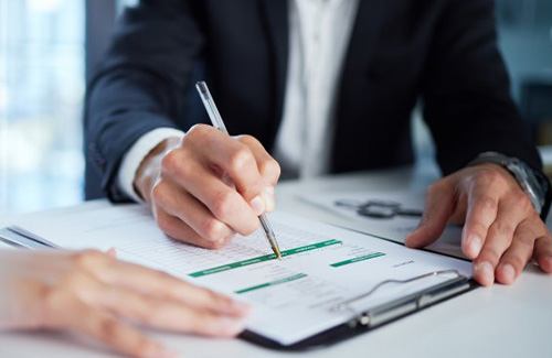 People go over paperwork